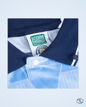 Score Draw Man City Home Player Number Retro Shirt 1989 (Retro Flock Printing) - Men's