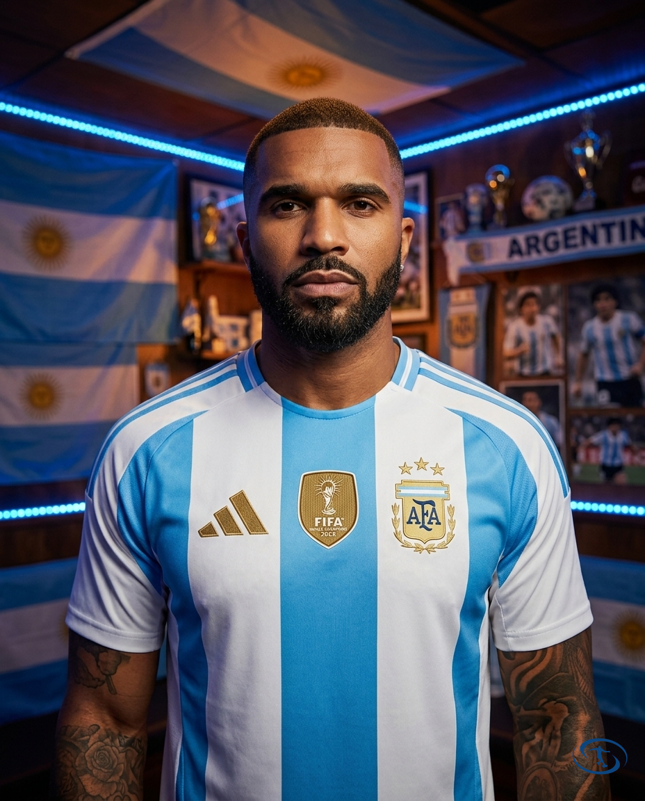 Camisa Seleção Argentina Copa América Home 24/25 - Torcedor Adidas Masculino - Azul e Branco - Badge Close-Up | Sant Sport