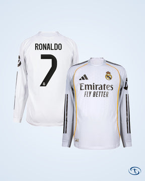 Real Madrid Authentic Home L/S Shirt 2025-2026 Player Version (Official Printing)