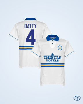 Score Draw Leeds United Home Retro Shirt 1993-1995 (Retro Flock Printing)