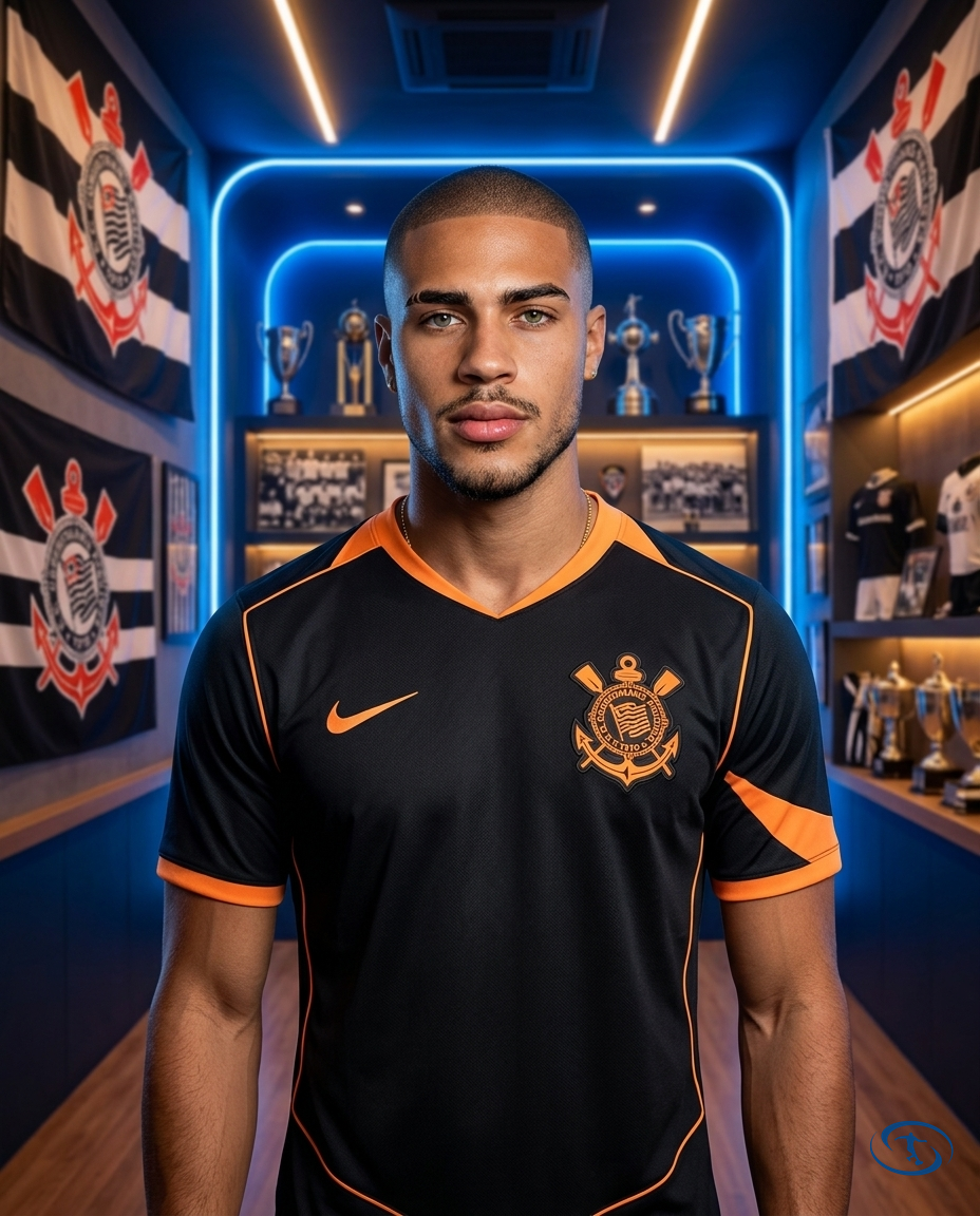 Corinthians Jersey Third 2025/26 Player Version Nike Men's - Black e Laranja - Front View | Sant Sport