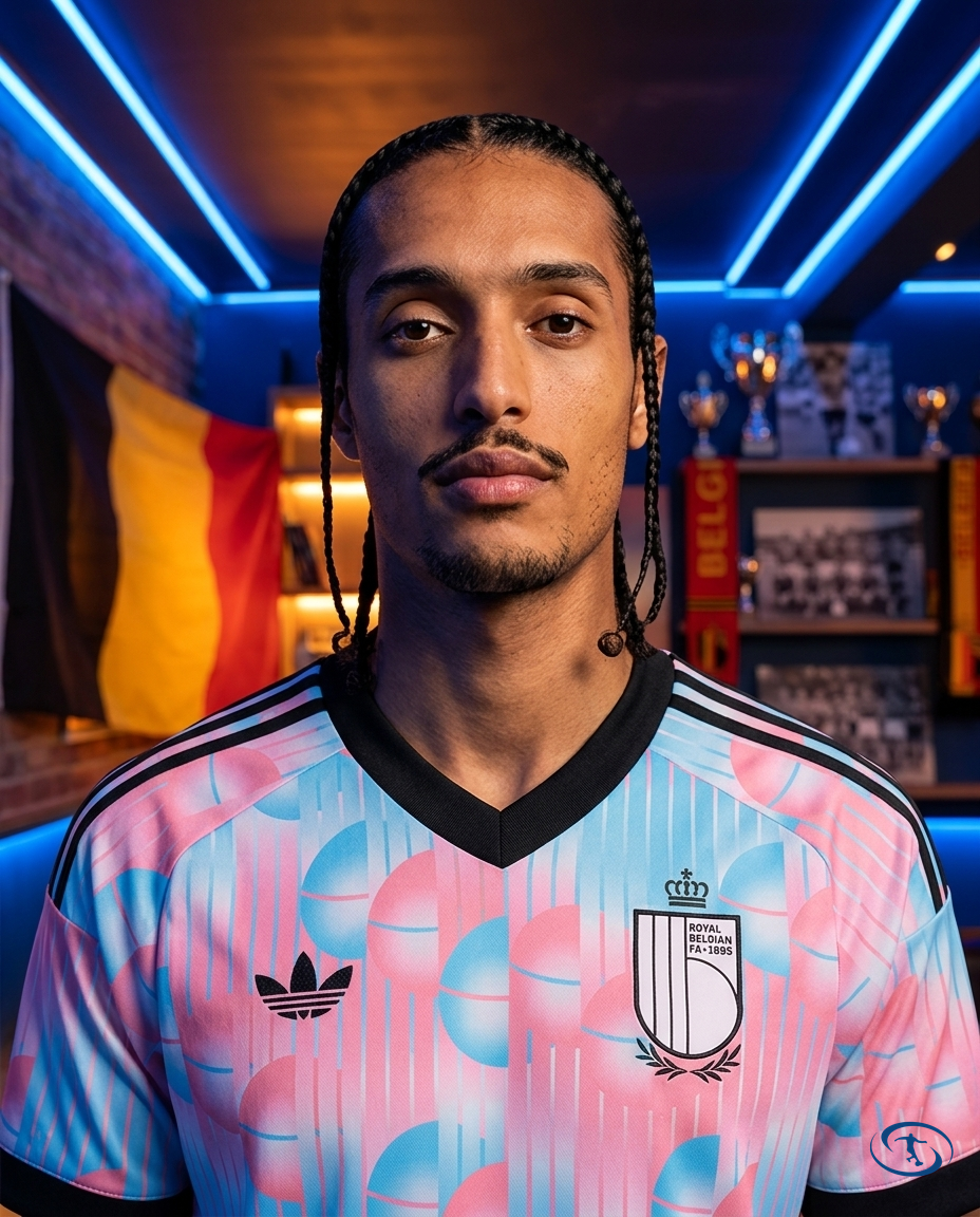 Camisa Bélgica Away 2026/27 Torcedor Adidas Masculino - Badge Close-Up | Sant Sport