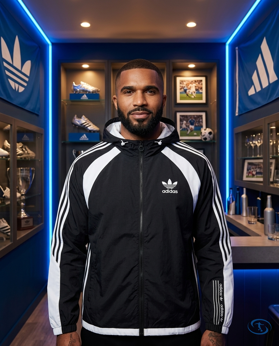 Adidas Men's - Black & White Windbreaker - Front View | Sant Sport
