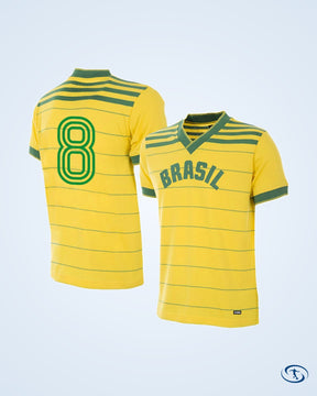 Brazil Home Retro No.8 Shirt 1984 (Retro Flock Printing) - Men's