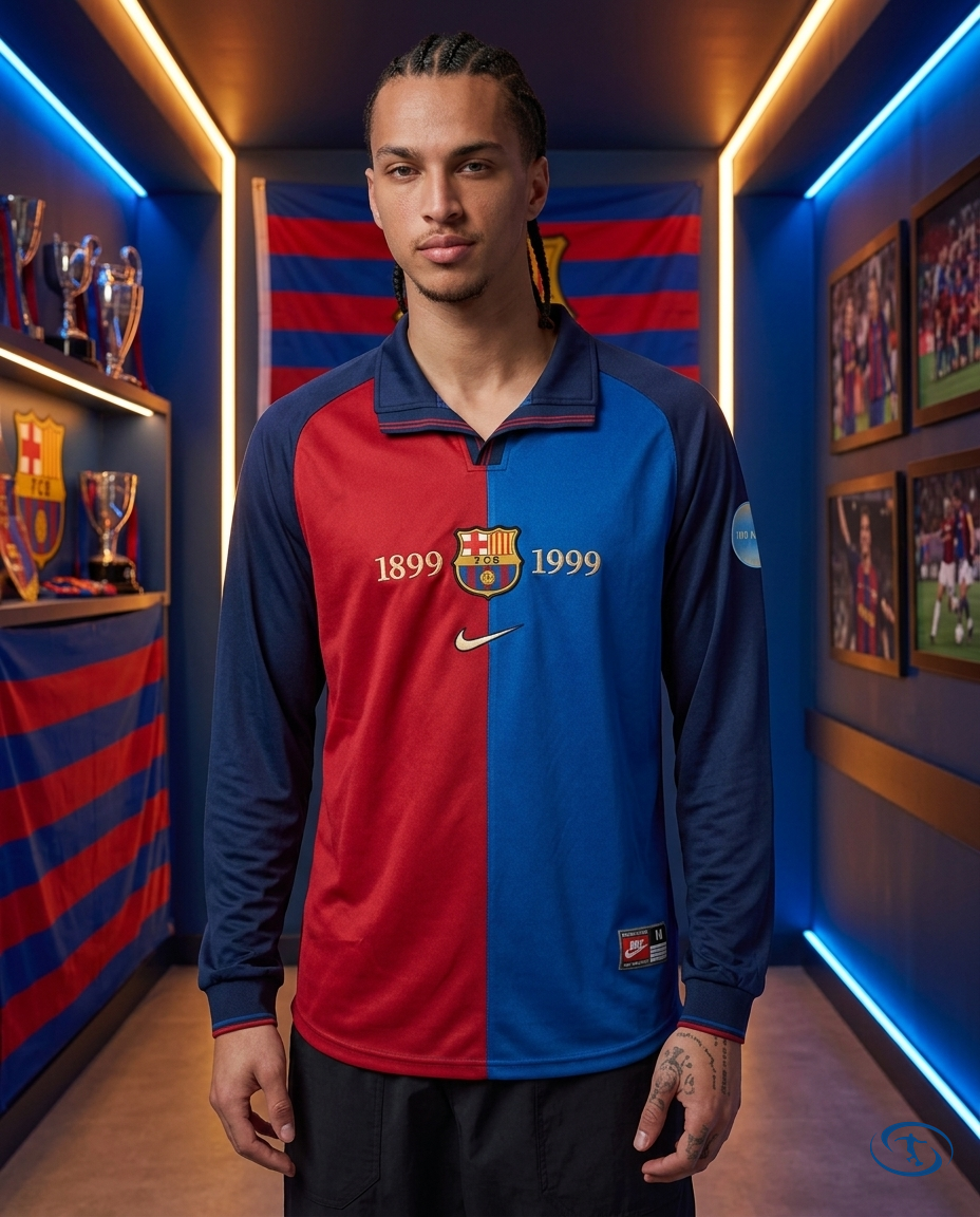 Camisa Barcelona Retrô Manga Longa 1999 Torcedor Nike Masculina - Front View | Sant Sport