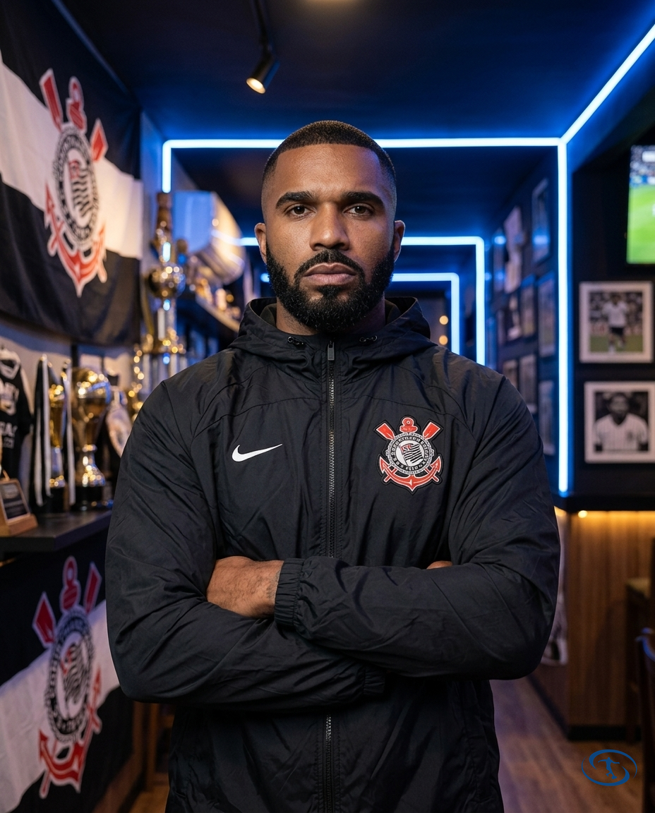 Corinthians Men's - Black Windbreaker - Side View | Sant Sport