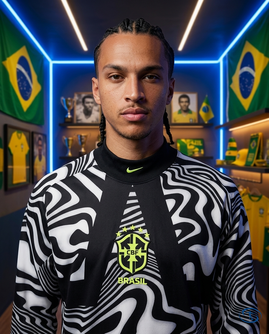 Camisa Seleção Brasileira Goleiro Manga Longa 2026/27 Torcedor Nike Masculino - Badge Close-Up | Sant Sport