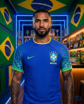 Camisa Seleção Brasileira Away 2022 Torcedor Nike Masculina - Azul - Badge Close-Up | Sant Sport