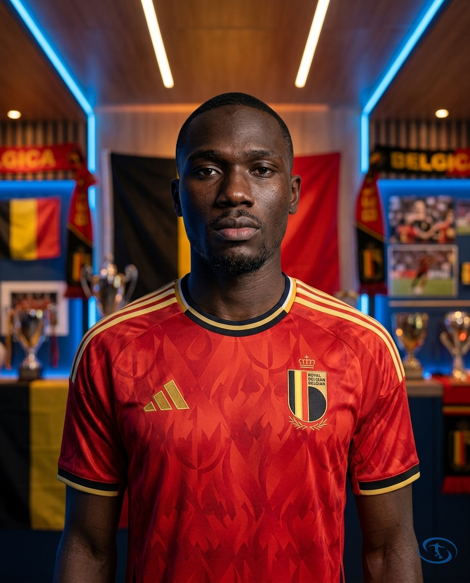 Camisa Bélgica Home 2026/27 Torcedor Adidas Masculino - Badge Close-Up | Sant Sport
