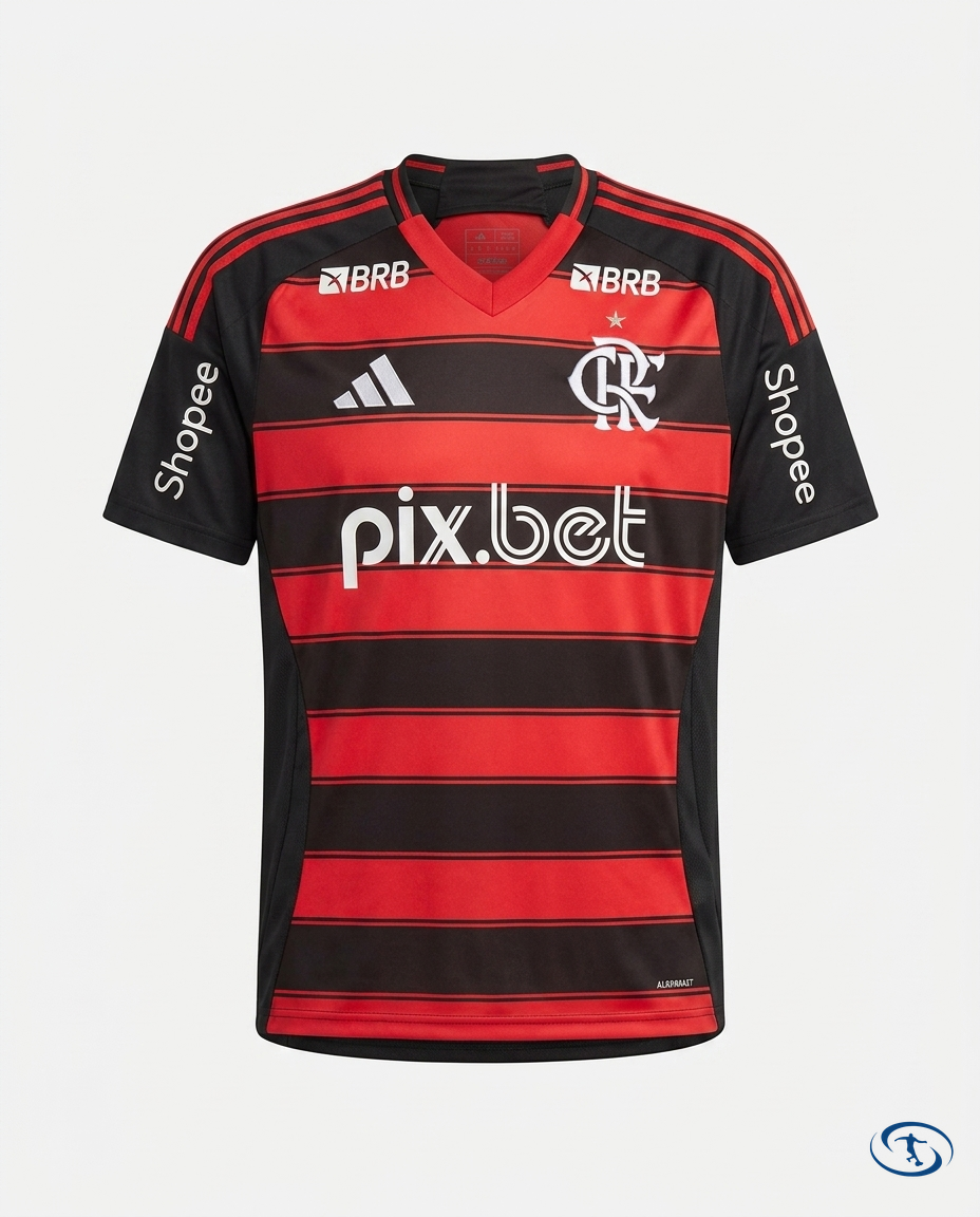 Flamengo Jersey Home Patrocinadores 2025/26 - Adidas Men's - Red - Packshot | Sant Sport