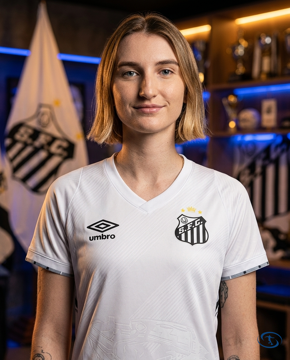 Santos Jersey Home 2025/26 - Umbro Women's - White - Badge Close-Up | Sant Sport