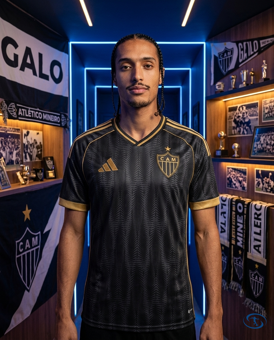Camisa Atlético Mineiro Third 2025/26 - Torcedor Adidas Masculino - Preto e Dourado - Front View | Sant Sport