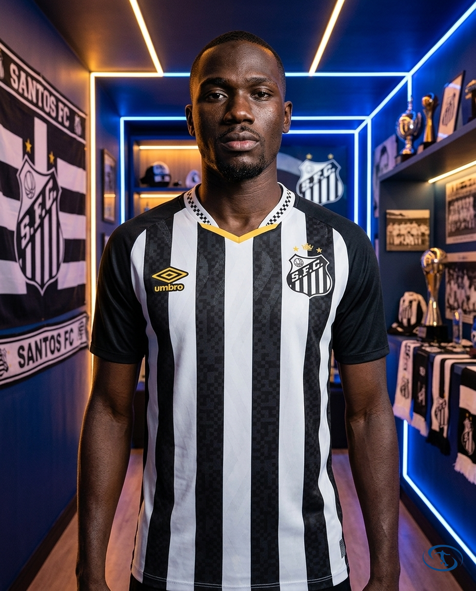 Camisa Peixão Away 2025/26 - Torcedor Umbro Masculino - Preto e Branco - Front View | Sant Sport