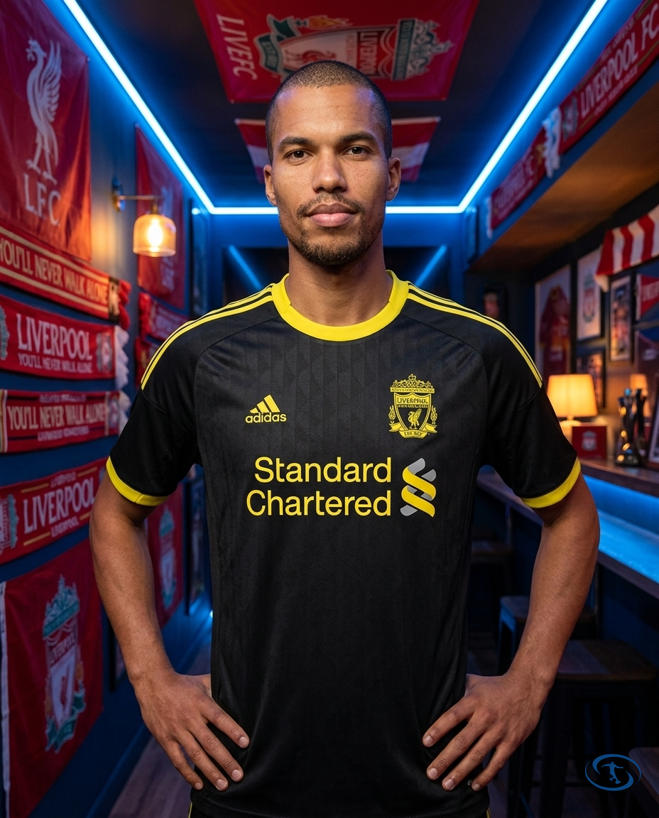 Camisa Liverpool Away Retrô 2010/11 Torcedor Adidas Masculino - Preto e Amarelo - Front View | Sant Sport