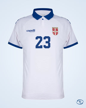 Capelli Sport Serbia Authentic Away Vlahović 23 Shirt 2025-2026 (Fan Style Printing) - Men's | Sant Sport