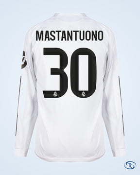 Real Madrid Authentic Home L/S Mastantuono 30 Shirt 2025-2026 (Cup Style Printing) - Men's