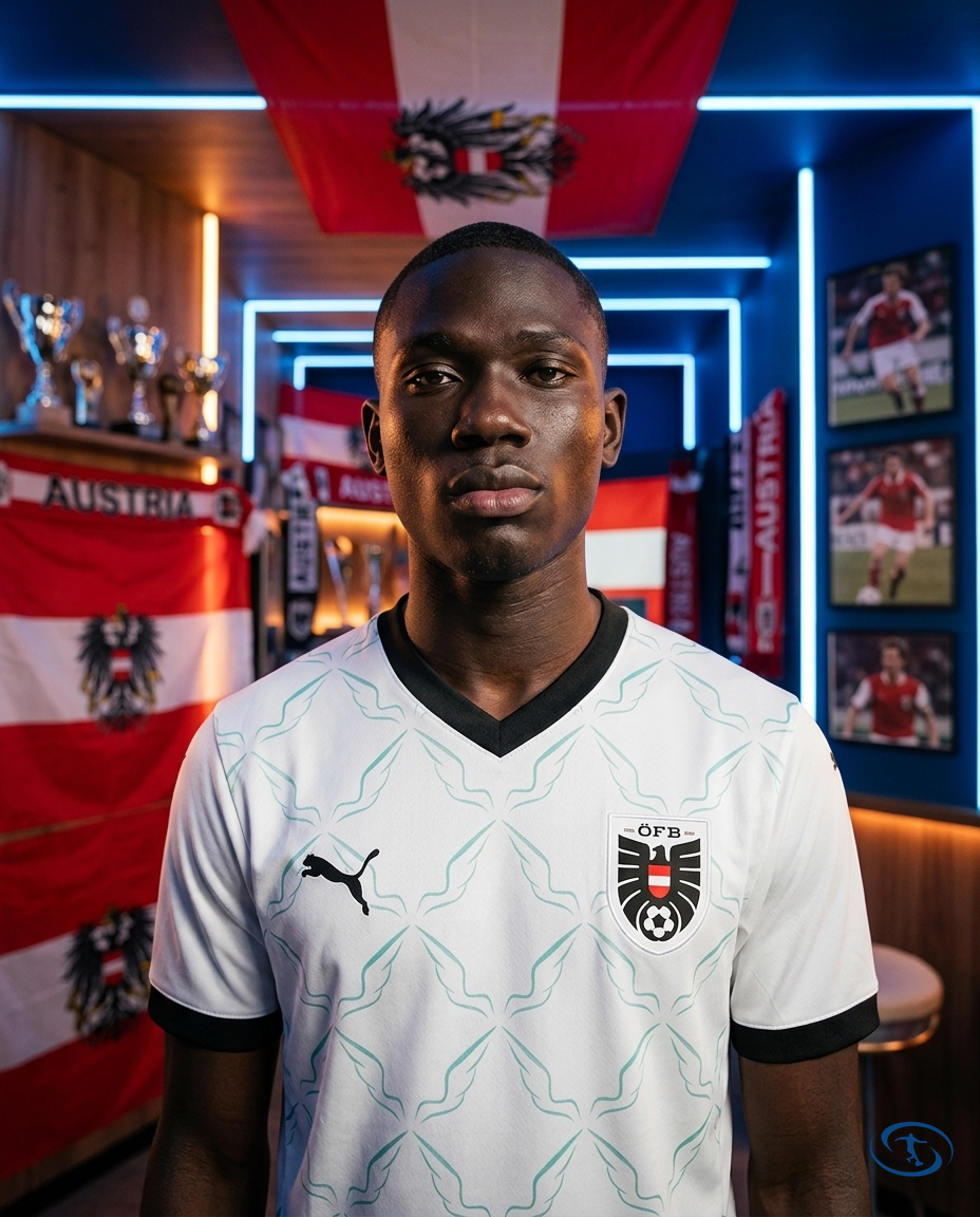 Camisa Áustria Away Eurocopa 24/25 - Torcedor Puma Masculino - Branco - Badge Close-Up | Sant Sport