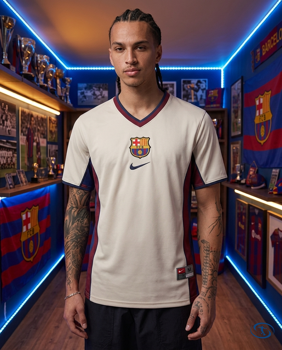 Camisa Barcelona Retrô 1988/99 Torcedor Nike Masculina - Bege - Front View | Sant Sport