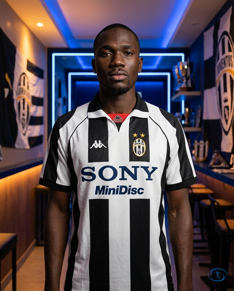 Camisa Juventus Home Retrô 1997/1998 - Torcedor Kappa Masculina - Preto e Branco - Front View | Sant Sport