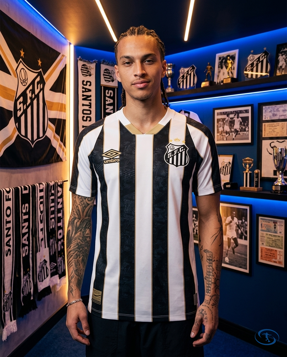 Camisa Peixão Away 2024/25 Neymar #10 Torcedor Umbro Masculina - Preto e Branco - Front View | Sant Sport