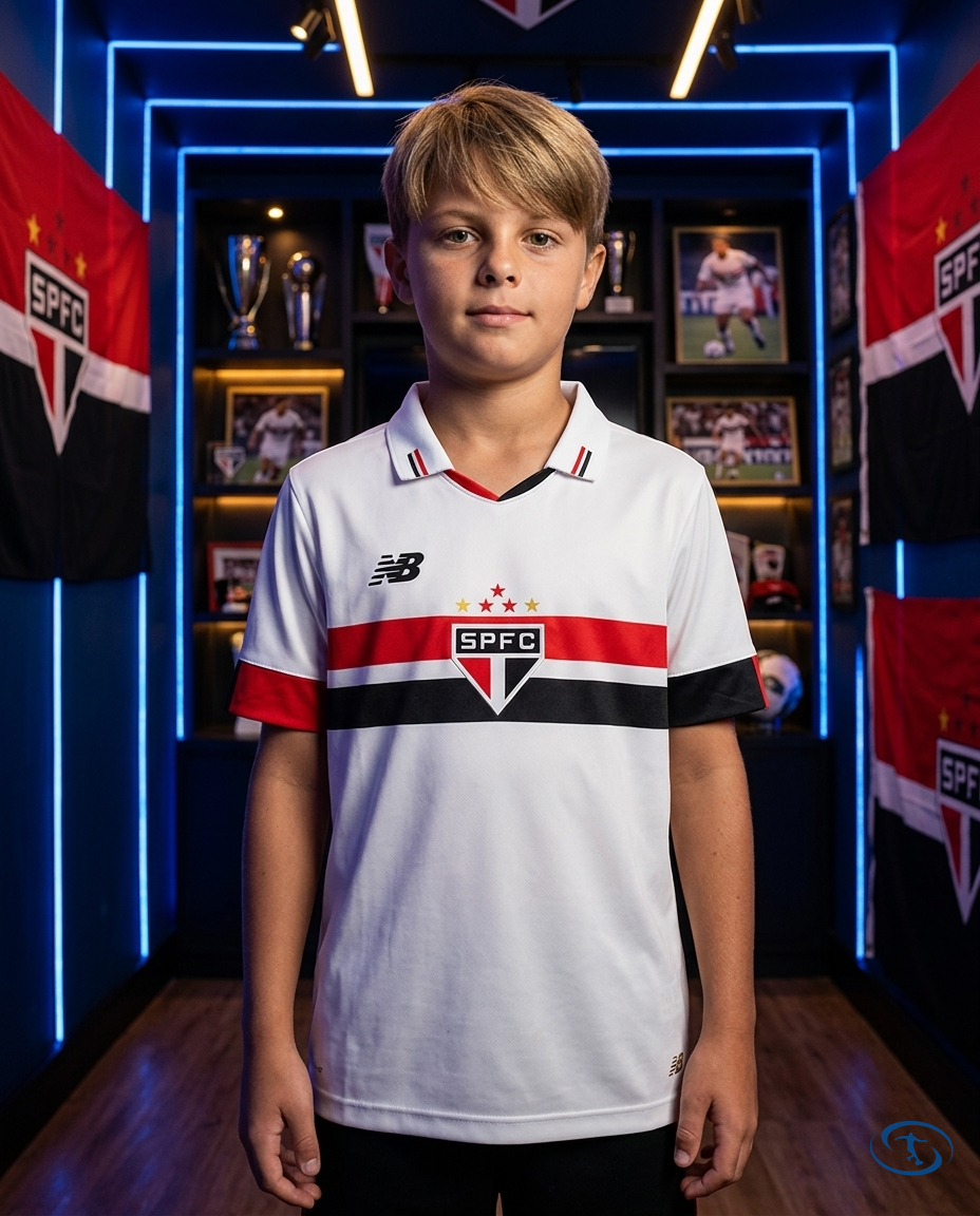 Sao Paulo FC Kids Kit Home 2024 - New Balance - White - Front View | Sant Sport