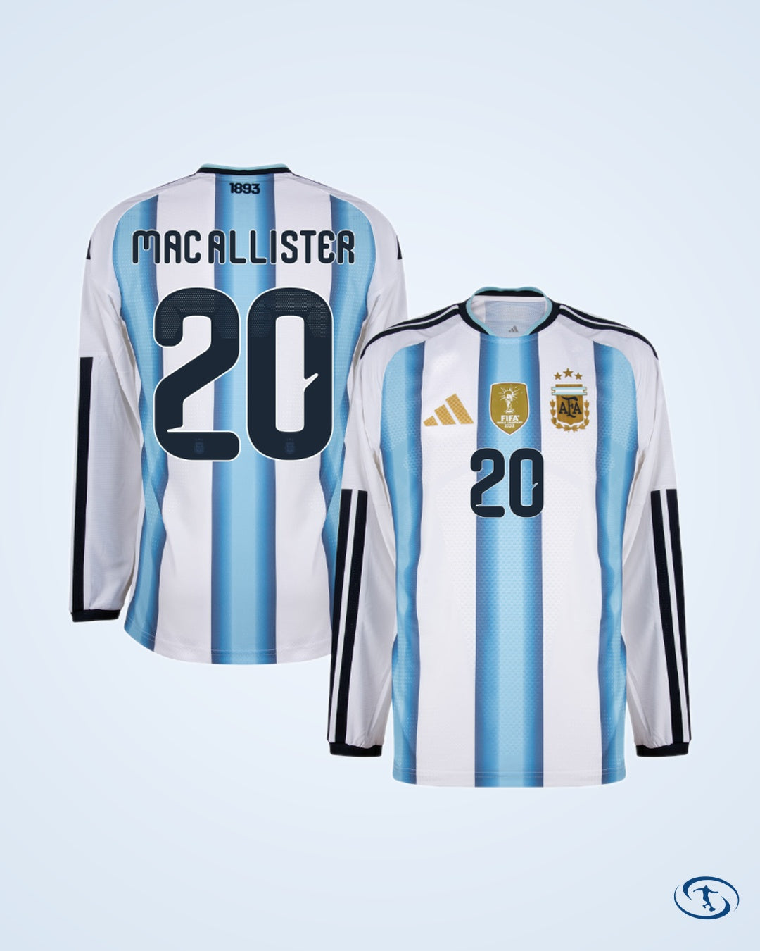 Argentina Authentic Home L/S Player Number Shirt 2026-2027 (Official Printing) - Men's