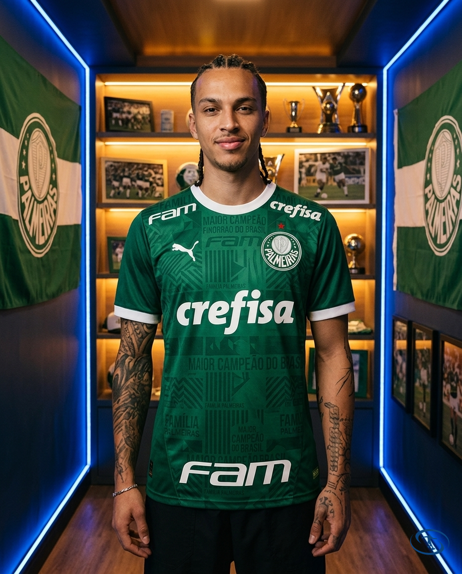 Camisa Palmeiras Home Vitor Roque #9 2025/26 - Torcedor Puma Masculino - Verde - Front View | Sant Sport
