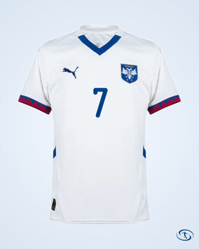 Serbia Away Vlahović 7 Shirt 2024-2025 (Official Printing) - Men's | Sant Sport